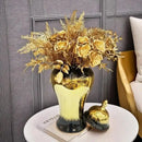 GobekUsa Black Gold Gradated Ginger Jar: Ceramic Checkmate Jar, Home Decoration Accessories