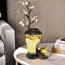 GobekUsa Black Gold Gradated Ginger Jar: Ceramic Checkmate Jar, Home Decoration Accessories