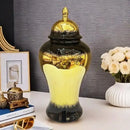 GobekUsa Black Gold Gradated Ginger Jar: Ceramic Checkmate Jar, Home Decoration Accessories
