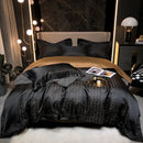 GobekUsa Black Gold Jacquard Egyptian Cotton Bedding Set - 4Pcs