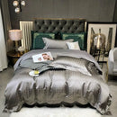 GobekUsa Black Gold Jacquard Egyptian Cotton Bedding Set - 4Pcs
