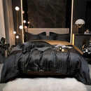 GobekUsa Black Gold Jacquard Egyptian Cotton Bedding Set - 4Pcs