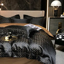 GobekUsa Black Gold Jacquard Egyptian Cotton Bedding Set - 4Pcs