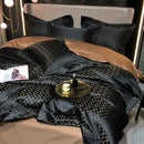 GobekUsa Black Gold Jacquard Egyptian Cotton Bedding Set - 4Pcs