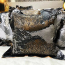 GobekUsa Black Gold Jacquard Egyptian Cotton Bedding Set, Satin Duvet Cover, Fitted Sheet Pillowcases