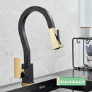 GobekUsa Black Gold Kitchen Faucet with Flexible Pull Down Sprayer