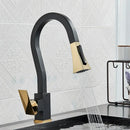 GobekUsa Black Gold Kitchen Faucet with Flexible Pull Down Sprayer