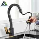GobekUsa Black Gold Kitchen Faucet with Flexible Pull Down Sprayer