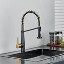 GobekUsa Black Gold Kitchen Faucet with Pull Down Sprayer