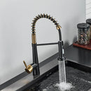 GobekUsa Black Gold Kitchen Faucet with Pull Down Sprayer
