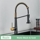 GobekUsa Black Gold Kitchen Faucet with Pull Down Sprayer