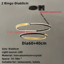 GobekUsa Black Gold LED Ceiling Chandelier Crystal Decorative Pendant Lamp for Dining Room Bedroom