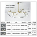 GobekUsa Black Gold LED Glass Ball Chandelier for Living Room, Kitchen, Bedroom Décor