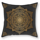 Luxury black gold mandala throw pillowcase bedroom decor by Decorbites
