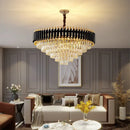 GobekUsa Black Gold Metal LED Chandelier Living Room Dining Modern Lustre Crystal Hanging Lamp