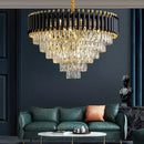 GobekUsa Black Gold Metal LED Chandelier Living Room Dining Modern Lustre Crystal Hanging Lamp