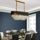 GobekUsa Black Gold Metal LED Chandelier Living Room Dining Modern Lustre Crystal Hanging Lamp