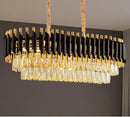 GobekUsa Black Gold Metal LED Chandelier Living Room Dining Modern Lustre Crystal Hanging Lamp