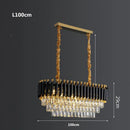 GobekUsa Black Gold Metal LED Chandelier Living Room Dining Modern Lustre Crystal Hanging Lamp