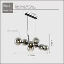 GobekUsa Black Gold Molecule Glass Ball Chandelier Modern Loft Lamp Living Room Kitchen Island Light