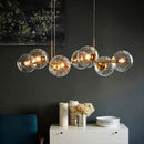 GobekUsa Black Gold Molecule Glass Ball Chandelier Modern Loft Lamp Living Room Kitchen Island Light