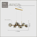 GobekUsa Black Gold Molecule Glass Ball Chandelier Modern Loft Lamp Living Room Kitchen Island Light