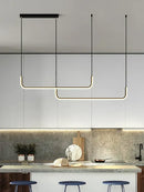 GobekUsa Black Gold Pendant Chandelier LED Ceiling Lamp for Modern Dining Room and Kitchen