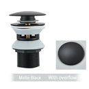 Brushed black & gold pop up sink drain with overflow bathroom accessory by Decorbites