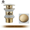 Brushed black & gold pop up sink drain with overflow bathroom accessory by Decorbites
