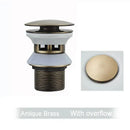 Brushed black & gold pop up sink drain with overflow bathroom accessory by Decorbites