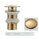 Brushed black & gold pop up sink drain with overflow bathroom accessory by Decorbites