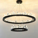 GobekUsa Black Gold Rings Crystal Chandelier - Nordic Luxury LED Lighting for Living Room