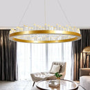 GobekUsa Black Gold Rings Crystal Chandelier - Nordic Luxury LED Lighting for Living Room