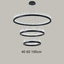 GobekUsa Black Gold Rings Crystal Chandelier - Nordic Luxury LED Lighting for Living Room