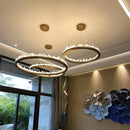 GobekUsa Black Gold Rings Crystal Chandelier - Nordic Luxury LED Lighting for Living Room