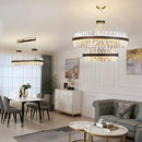GobekUsa Black Gold Round LED Crystal Chandelier for Living Room - Modern Suspension Luminaire
