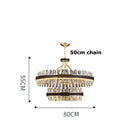 GobekUsa Black Gold Round LED Crystal Chandelier for Living Room - Modern Suspension Luminaire