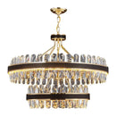GobekUsa Black Gold Round LED Crystal Chandelier for Living Room - Modern Suspension Luminaire