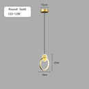 GobekUsa Black Gold Round Pendant Light Chandelier for Bedside Long Cable 12W