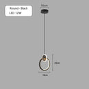 GobekUsa Black Gold Round Pendant Light Chandelier for Bedside Long Cable 12W