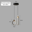 GobekUsa Black Gold Round Pendant Light Chandelier for Bedside Long Cable 12W