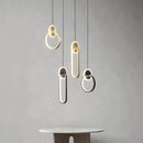 GobekUsa Black Gold Round Pendant Light Chandelier for Bedside Long Cable 12W