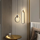 GobekUsa Black Gold Round Pendant Light Chandelier for Bedside Long Cable 12W