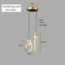 GobekUsa Black Gold Round Pendant Light Chandelier for Bedside Long Cable 12W