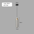 GobekUsa Black Gold Round Pendant Light Chandelier for Bedside Long Cable 12W