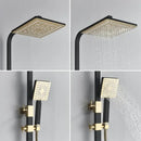 GobekUsa Black Gold Shower Faucet Set with Bidet Function, Wall Mounted Rainfall Mixer