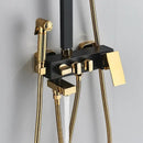 GobekUsa Black Gold Shower Faucet Set with Bidet Function, Wall Mounted Rainfall Mixer