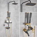 GobekUsa Black Gold Shower Faucet Set with Bidet Function, Wall Mounted Rainfall Mixer