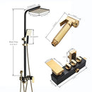 GobekUsa Black Gold Shower Faucet Set with Bidet Function, Wall Mounted Rainfall Mixer