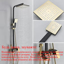 GobekUsa Black Gold Shower Faucet Set with Bidet Function, Wall Mounted Rainfall Mixer